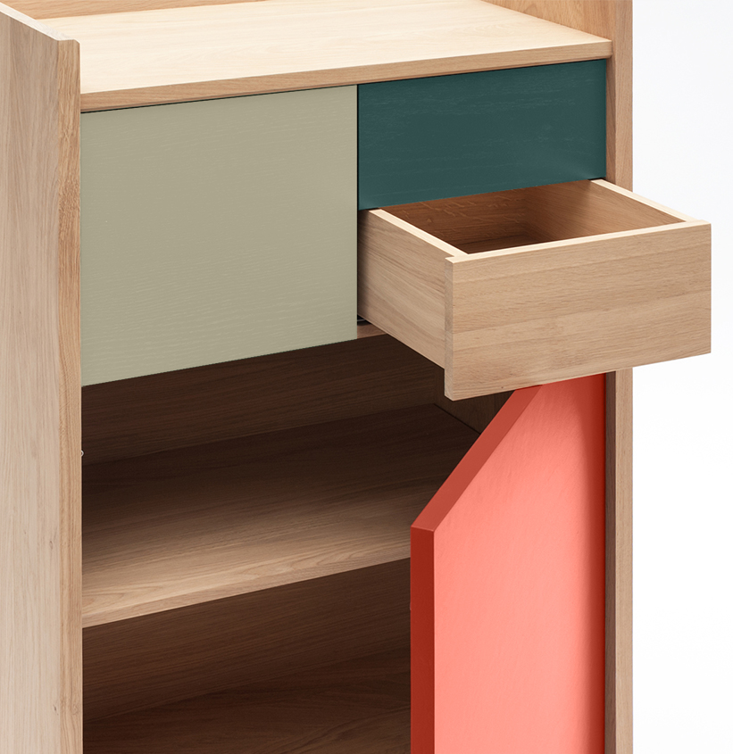 chiffonnier Bric 60 bois massif chêne français rangement blocs de tiroirs, étagères modulables