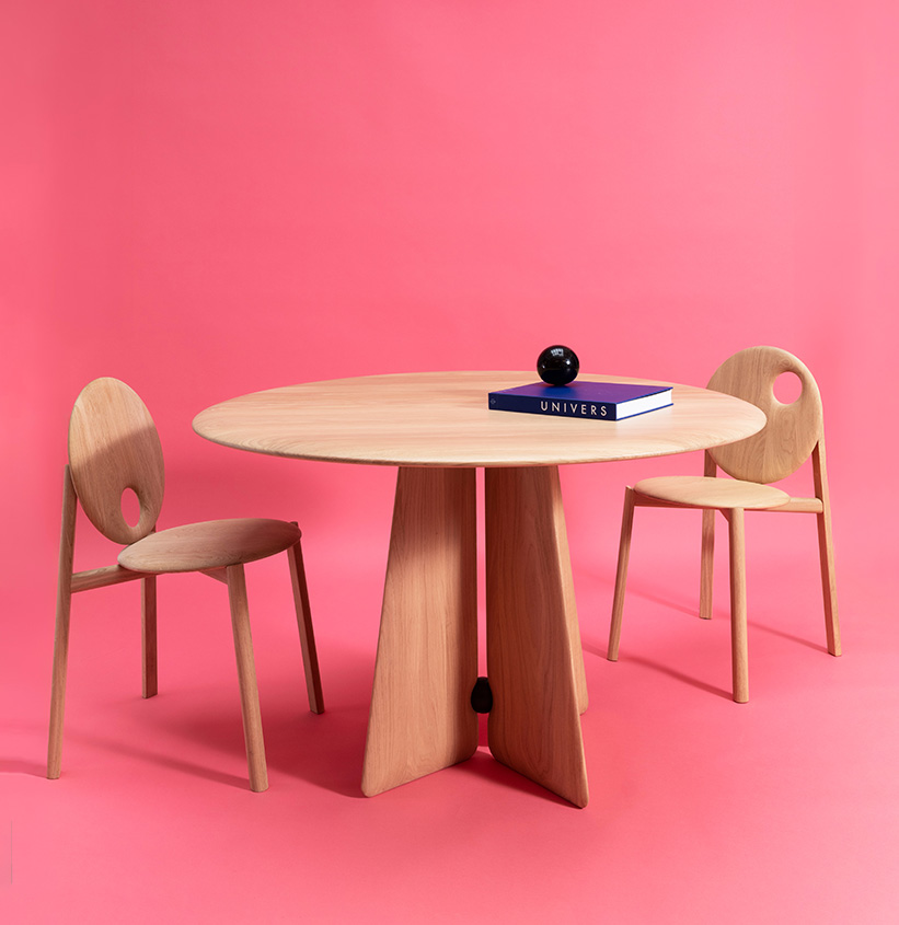 table de repas ronde farfalla chene massif chaise helio design constance guisset